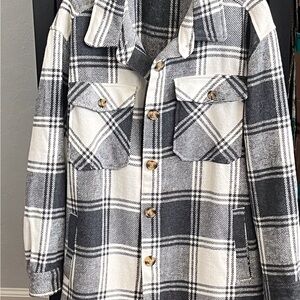 Warm and cozy - Plaid Button-Up Shacket
